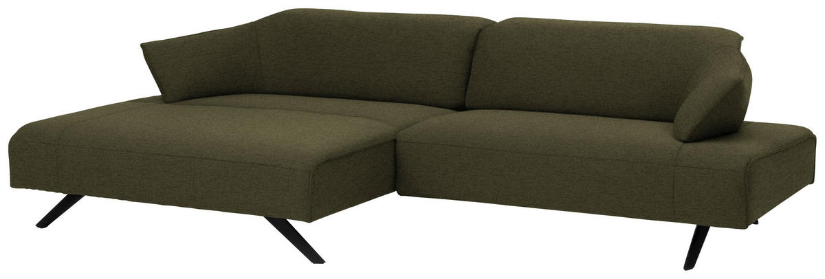 ECKSOFA in Struktur Olivgrün  - Anthrazit/Olivgrün, Design, Textil/Metall (165/276cm) - Himolla