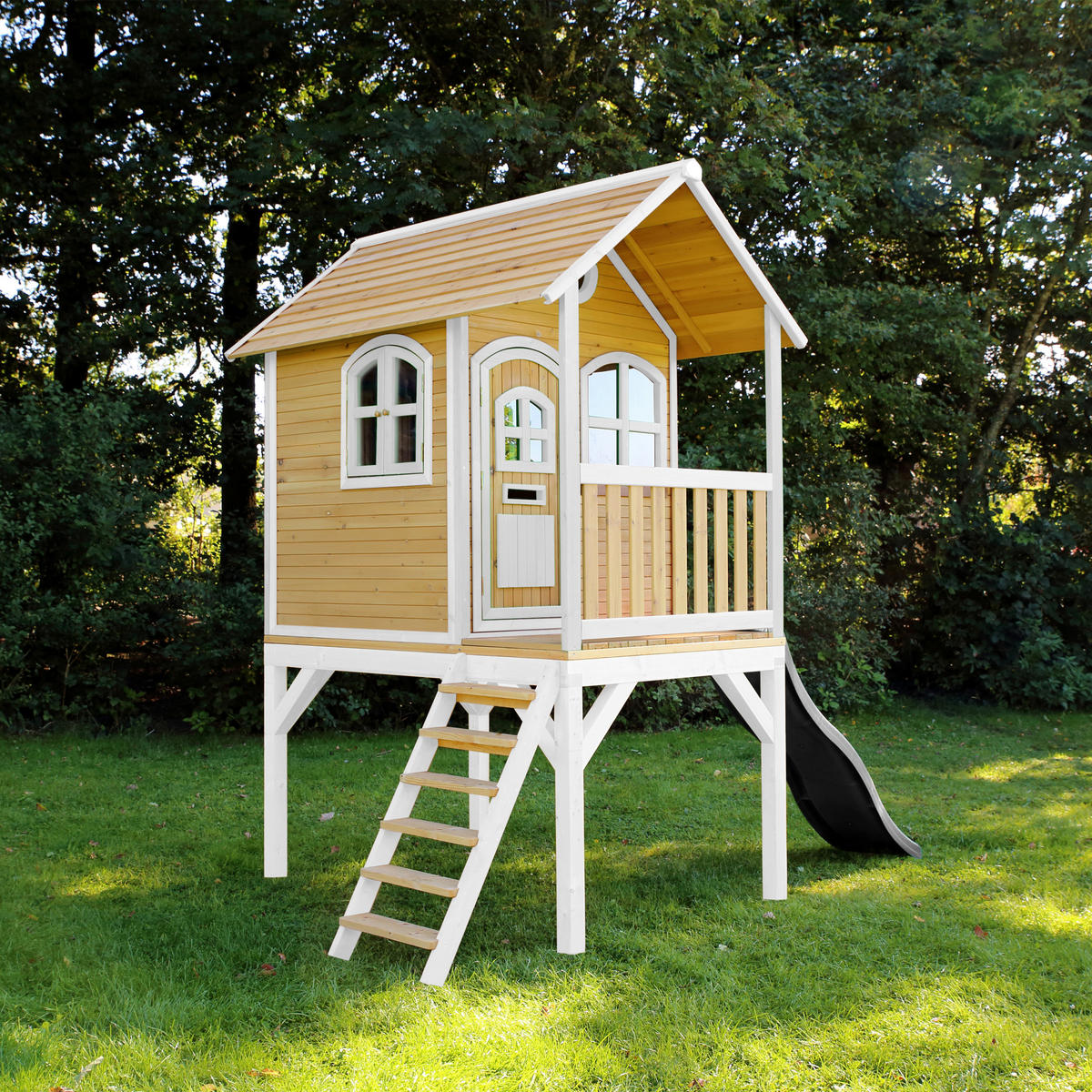 SPIELHAUS 318/272/191 cm  - Braun/Weiß, KONVENTIONELL, Holz (318/272/191cm) - Ambia Garden