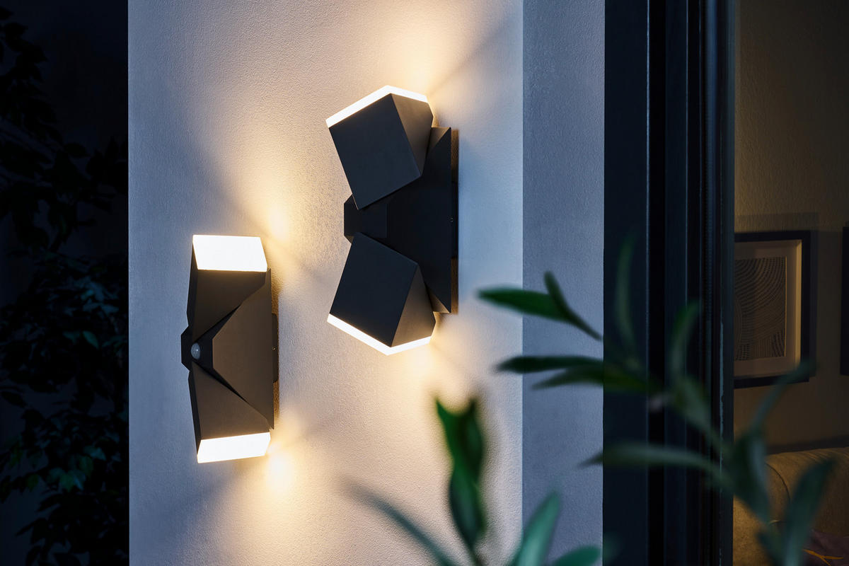 VÄGGLAMPA FÖR UTOMHUS - antracit, Basics, metall/plast (28/9/11cm)