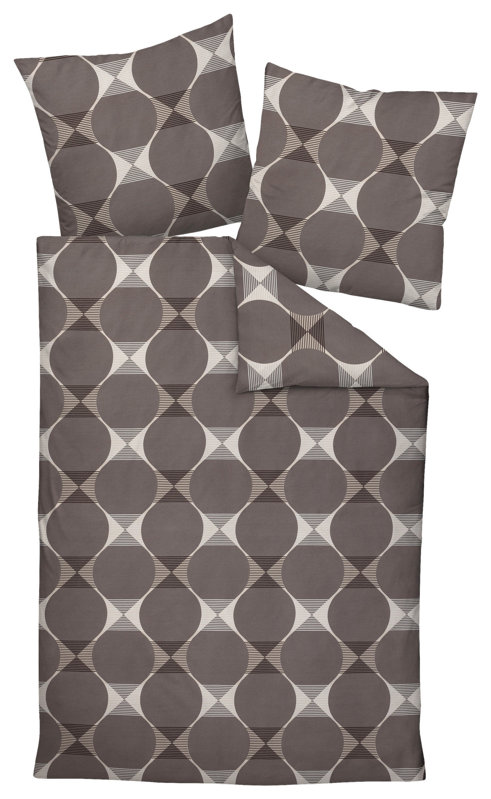 Janine Bettwäsche Braun, Taupe, Beige 135x200 cm