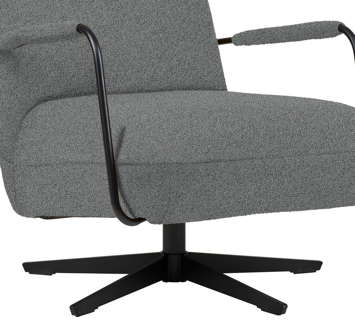 SESSEL in Flachgewebe, Bouclé Grau  - Schwarz/Grau, Design, Textil/Metall (71/103/91cm) - Koinor