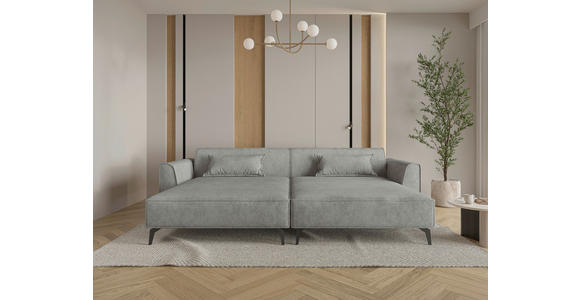 BIGSOFA  in Chenille Graubraun  - Graubraun/Schwarz, MODERN, Textil/Metall (300/80/190cm) - Carryhome
