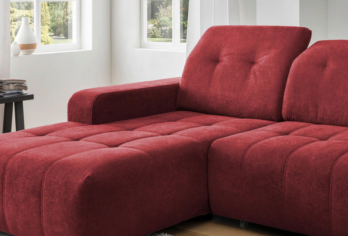 ECKSOFA Vicari Rot Chenille  - Rot/Schwarz, MODERN, Textil/Metall (292/185cm) - Livetastic