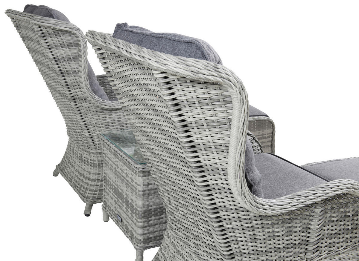 GARTENSET 5-teilig Rattan5-teilig  - Grau, KONVENTIONELL, Holz - Gardenson