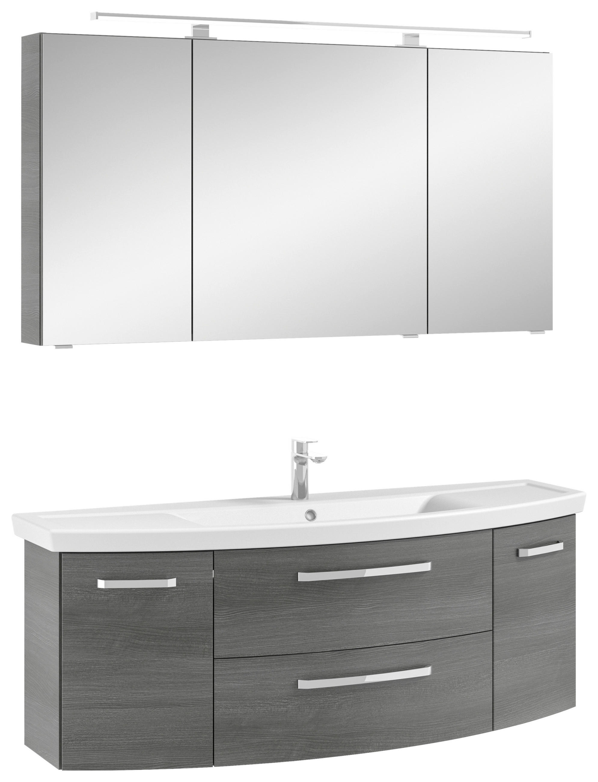 BADEZIMMER 3-teilig  in 135 cm  - Chromfarben/Graphitfarben, MODERN, Glas/Keramik (135cm) - Sadena