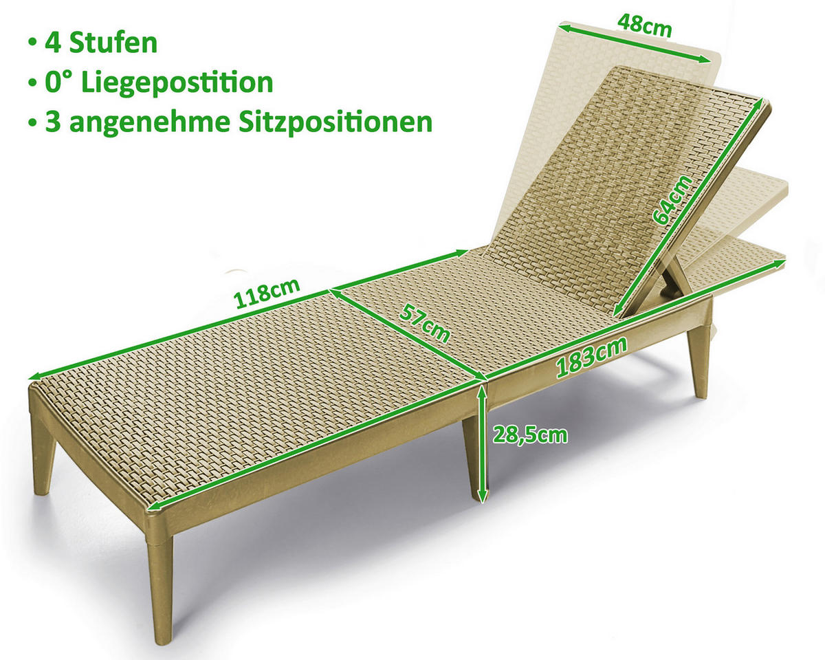 SONNENLIEGE 180/29/60 cm  - Cappuccino, Basics, Kunststoff (180/29/60cm)