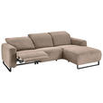 ECKSOFA Taupe Cord  - Taupe/Schwarz, KONVENTIONELL, Textil/Metall (266/180cm) - Hom`in