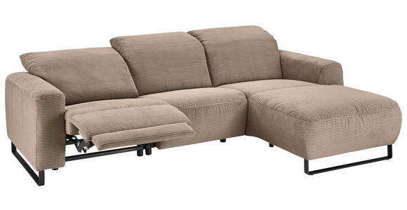 ECKSOFA Taupe Cord  - Taupe/Schwarz, KONVENTIONELL, Textil/Metall (266/180cm) - Hom`in