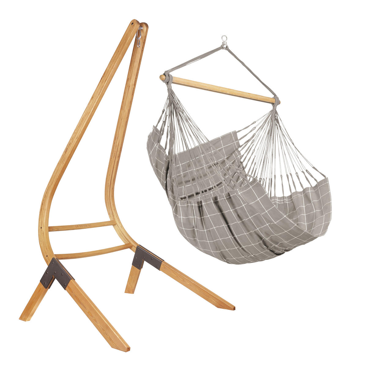 HÄNGESESSEL comfort outdoor 110/160/180 cm  - Hellgrau/Weiß, KONVENTIONELL, Holz/Textil (110/160/180cm) - La Siesta