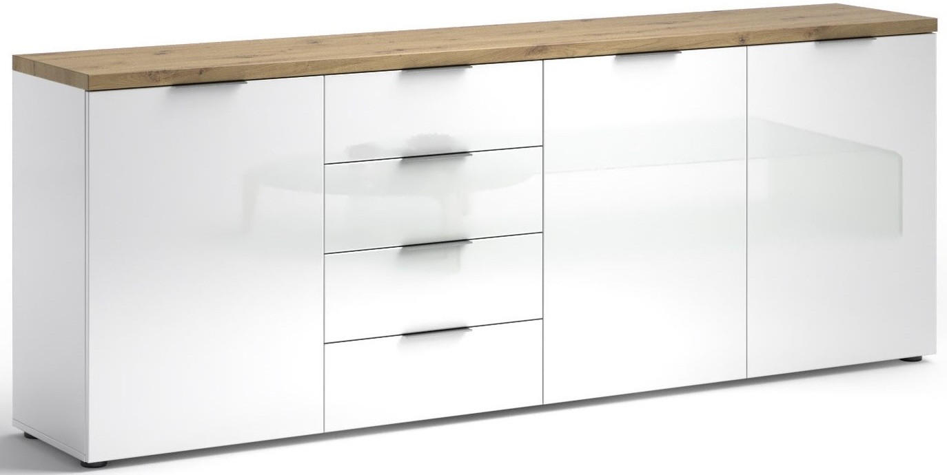 SIDEBOARD 240/43/89 cm  in Weiß Hochglanz  - Eichefarben/Weiß Hochglanz, Design, Holzwerkstoff/Kunststoff (240/43/89cm) - Xora