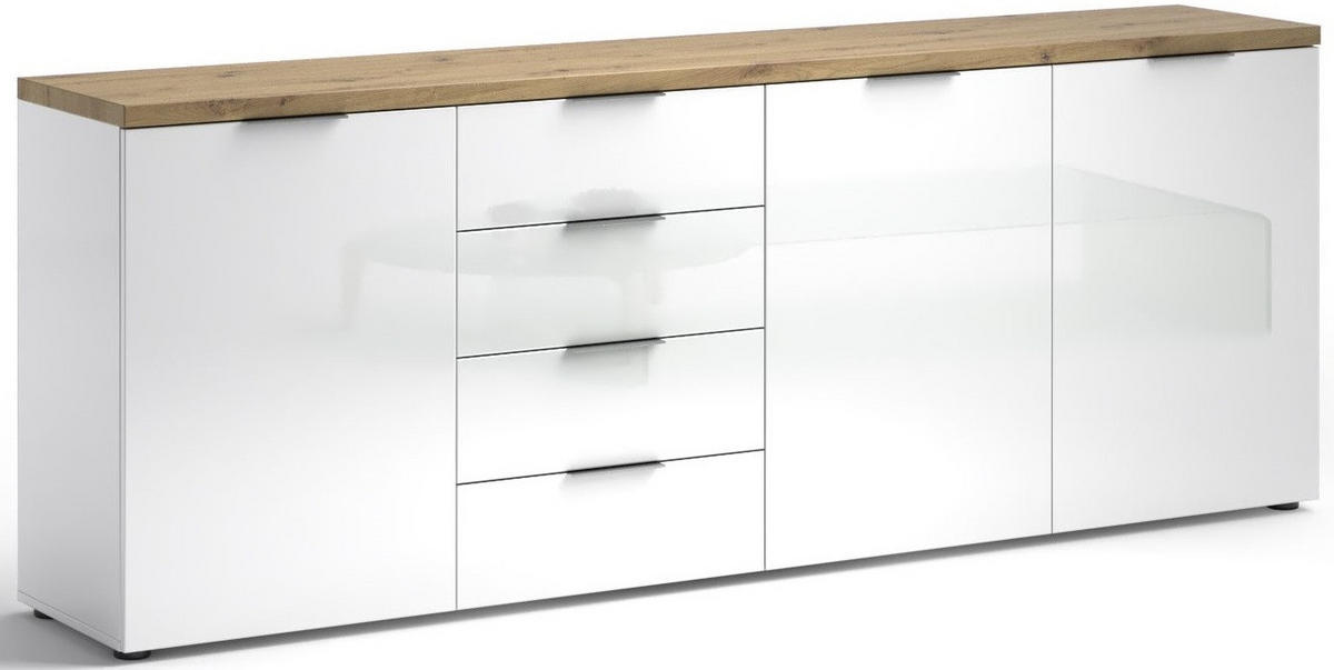 SIDEBOARD 240/43/89 cm  in Weiß Hochglanz  - Eichefarben/Weiß Hochglanz, Design, Holzwerkstoff/Kunststoff (240/43/89cm) - Xora