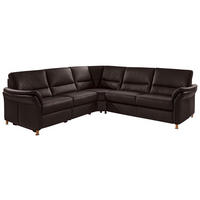 ECKSOFA Echtleder Dunkelbraun  - Eichefarben/Dunkelbraun, Konventionell, Leder/Holz (262/262cm) - Beldomo Premium