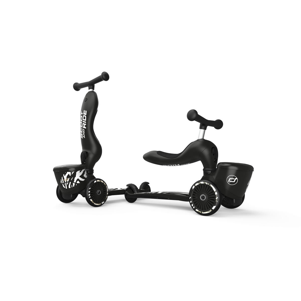 KINDERSCOOTER  - Schwarz/Weiß, Trend (24/37/55cm) - Scoot and Ride