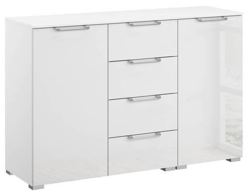 SIDEBOARD 120/81/42 cm  in Klar, Weiß  - Klar/Silberfarben, Design, Glas/Holzwerkstoff (120/81/42cm) - Novel