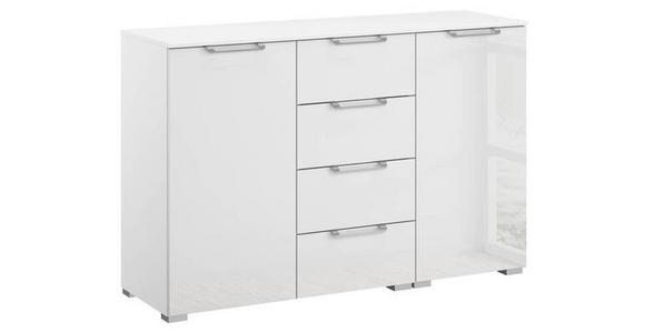 SIDEBOARD 120/81/42 cm in Klar, Weiß - Klar/Silberfarben, Design, Glas/Holzwerkstoff (120/81/42cm) - Novel