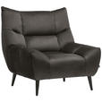 SESSEL in Mikrofaser Dunkelgrau  - Dunkelgrau/Schwarz, Design, Textil/Metall (100/104/99cm) - Xora