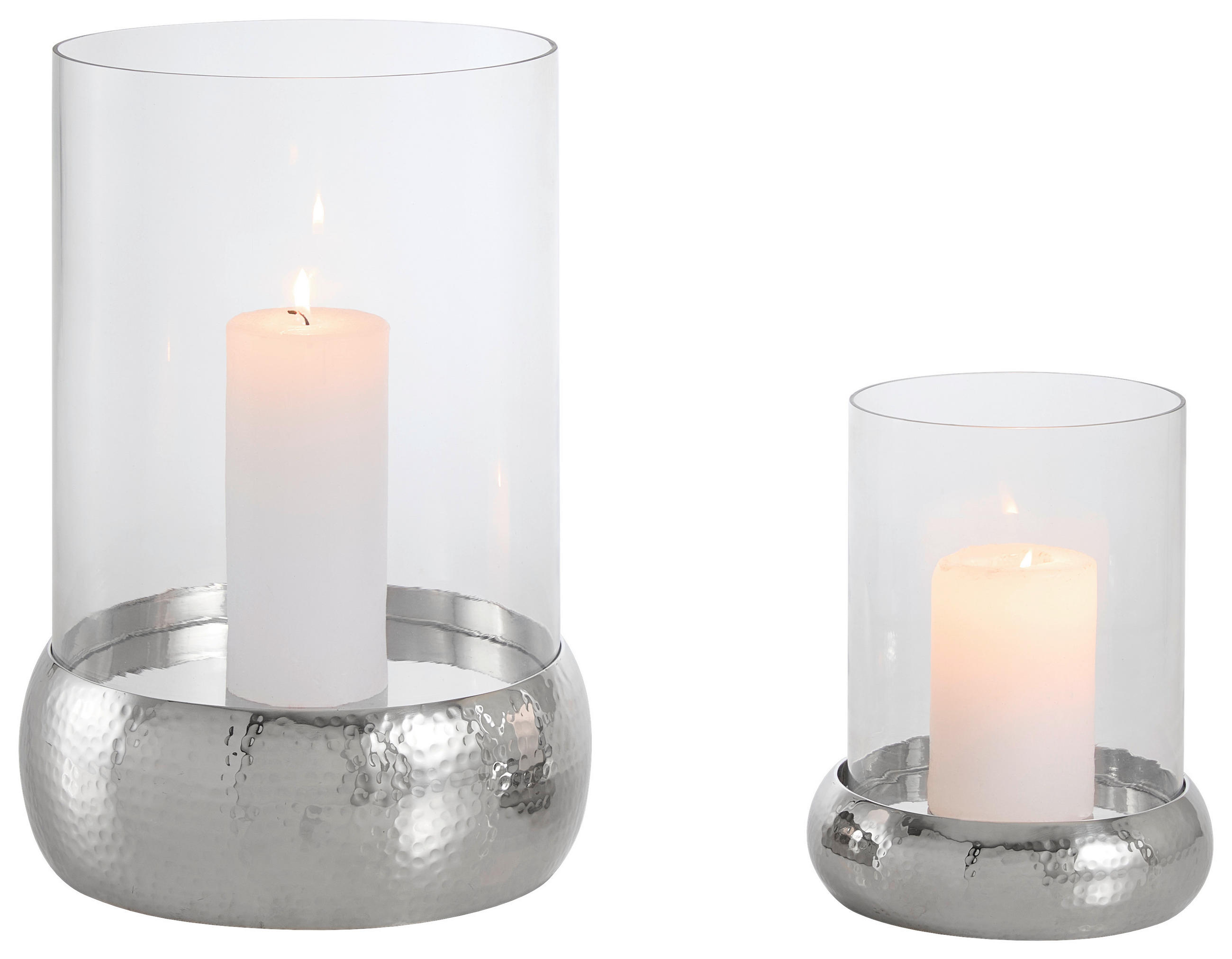 WINDLICHT Silberfarben 22/32 cm  - Silberfarben, Design, Glas/Metall (22/32cm) - Ambia Home