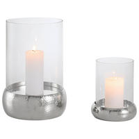 WINDLICHT Silberfarben 22/32 cm  - Silberfarben, Design, Glas/Metall (22/32cm) - Ambia Home