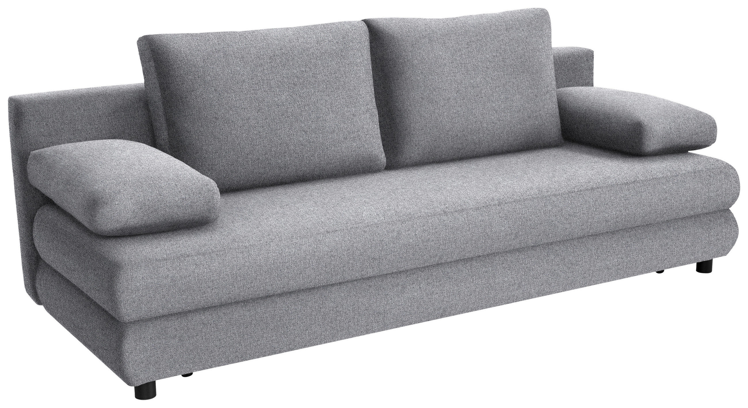 SCHLAFSOFA Webstoff Hellgrau  - Hellgrau/Schwarz, Design, Kunststoff/Textil (197/77/81cm) - home24