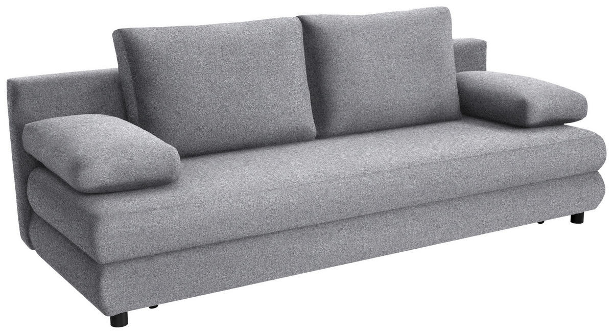 SCHLAFSOFA  mit Stoffauswahl Webstoff Hellgrau  - Hellgrau/Schwarz, Design, Kunststoff/Textil (197/77/81cm) - home24