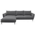 ECKSOFA  in Webstoff Dunkelgrau  196/304 cm  - Dunkelgrau/Schwarz, KONVENTIONELL, Textil/Metall (196/304cm) - Hom`in