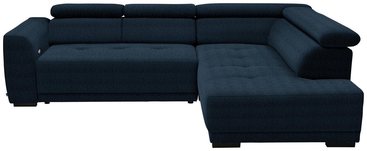 ECKSOFA in Chenille Dunkelblau  284/205 cm  - Schwarz/Dunkelblau, Design, Kunststoff/Textil (284/205cm) - Xora
