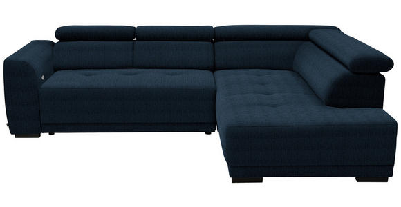 ECKSOFA  in Chenille Dunkelblau  284/205 cm  - Schwarz/Dunkelblau, Design, Kunststoff/Textil (284/205cm) - Xora