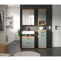BADEZIMMER 4-teilig  in 97 cm  - Salbeigrün/Schwarz, Modern, Glas/Holzwerkstoff (97cm) - MID.YOU