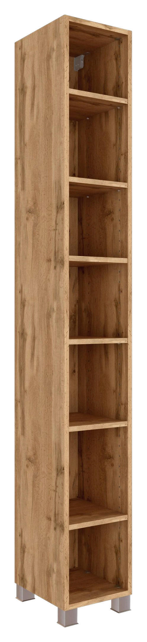 BADEZIMMERREGAL 25/180/35 cm - Eichefarben/Silberfarben, KONVENTIONELL, Holzwerkstoff/Kunststoff (25/180/35cm) - Held
