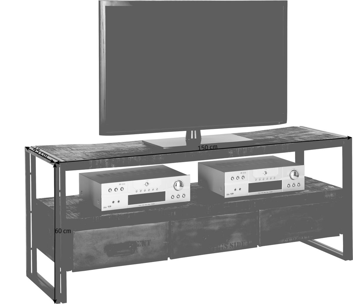 TV-ELEMENT  in 150/60/45 cm  - Braun, Design, Holz/Metall (150/60/45cm)