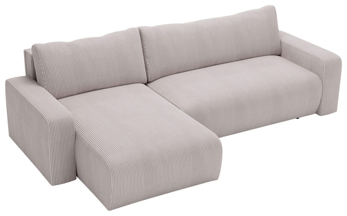 ECKSOFA in Cord Hellgrau  - Hellgrau/Schwarz, Modern, Kunststoff/Textil (150/245cm) - Carryhome