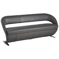 SITZBANK Leder Edelstahlfarben, Dunkelgrau  - Edelstahlfarben/Dunkelgrau, Design, Leder/Metall (204/83/68cm) - Moderano