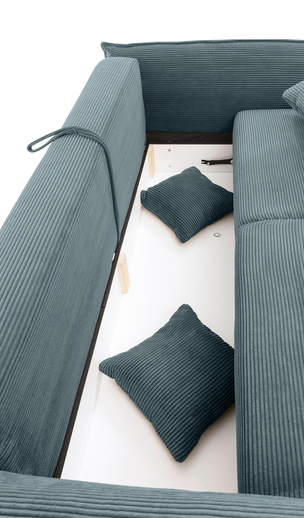 BIGSOFA in Cord Petrol  - Chromfarben/Petrol, Modern, Kunststoff/Textil (242/71/90/131cm) - Livetastic