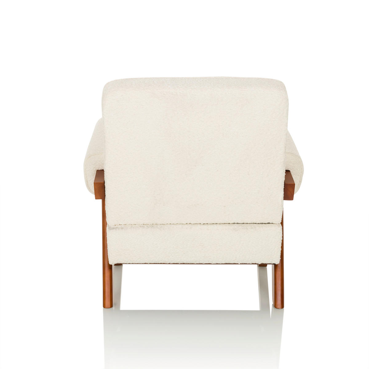 LOUNGESESSEL Bouclé Weiß    - Weiß/Braun, MODERN, Holz/Textil (75/74/75cm) - MID.YOU