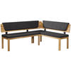 ECKBANK 195/155 cm Webstoff Schwarz, Eichefarben Eiche vollmassiv   - Eichefarben/Schwarz, KONVENTIONELL, Holz/Textil (195/155cm) - Linea Natura