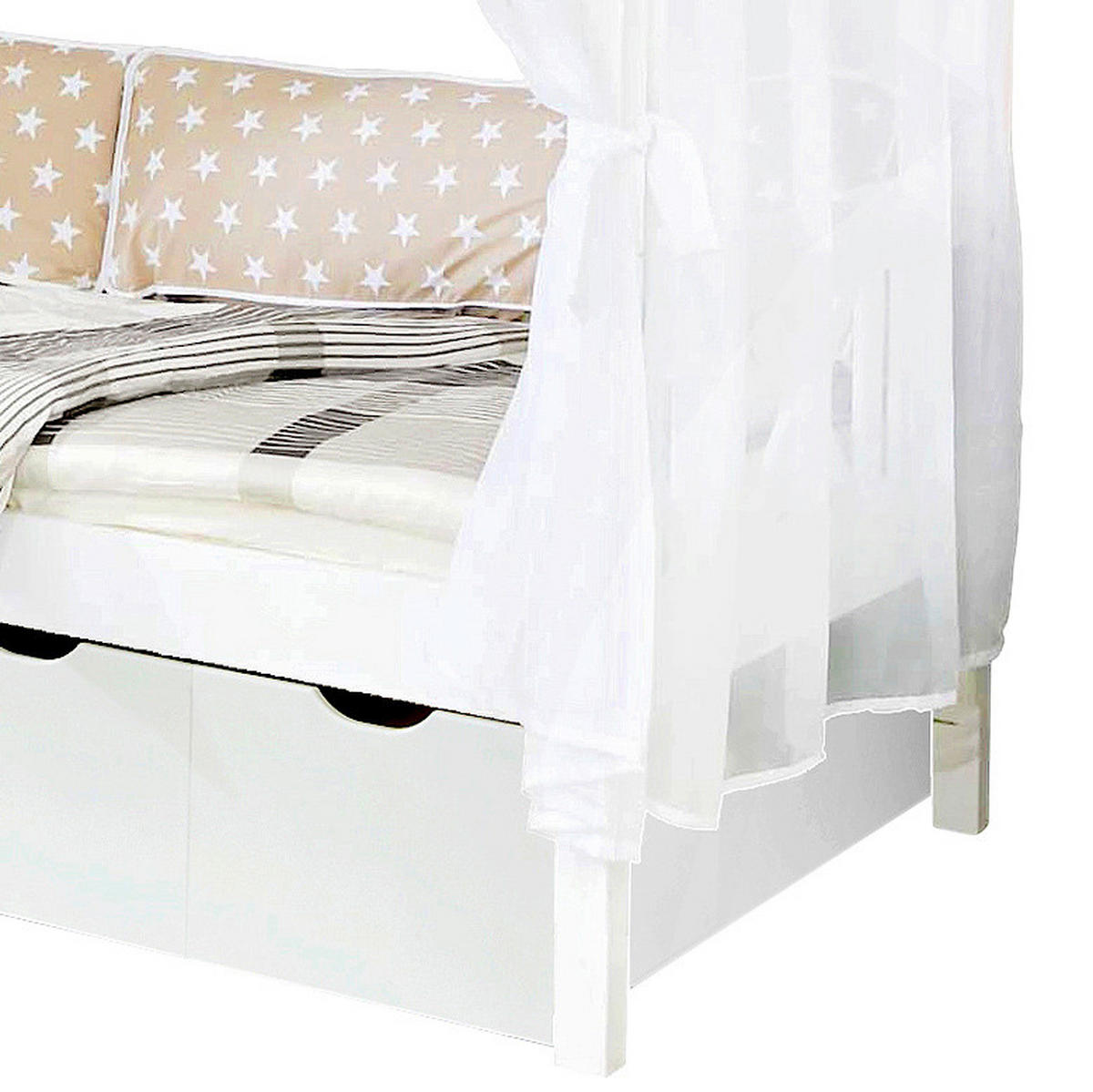 HIMMELBETT 90/200 cm  in Weiß, Beige  - Beige/Weiß, MODERN, Holz (90/200cm) - MID.YOU