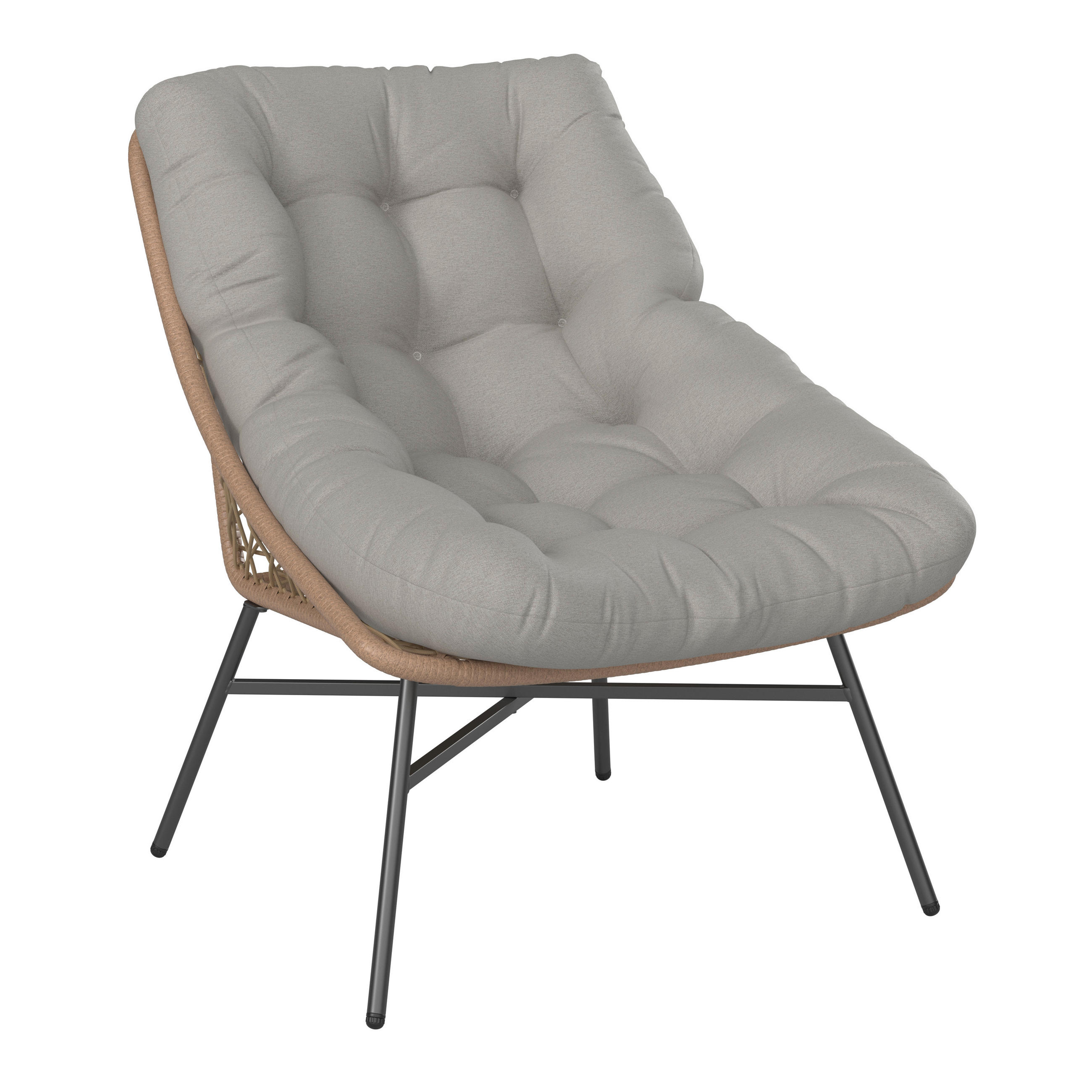 LOUNGESESSEL Anthrazit, Naturfarben, Beige Eisen  - Anthrazit/Beige, Design, Kunststoff/Textil (81/90/88cm) - Ambia Garden