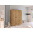 DREHTÜRENSCHRANK 151/197/60 cm 3-türig Eichefarben  - Eichefarben/Silberfarben, Design, Holzwerkstoff/Kunststoff (151/197/60cm) - Novel