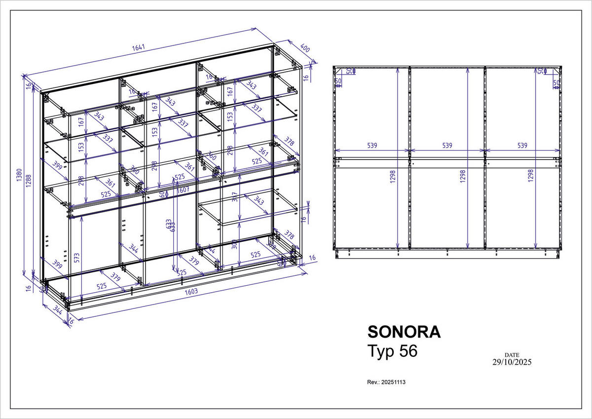 HIGHBOARD  164/138/40 cm  - Kaschmir/Eiche Artisan, Design, Glas/Holzwerkstoff (164/138/40cm) - MID.YOU