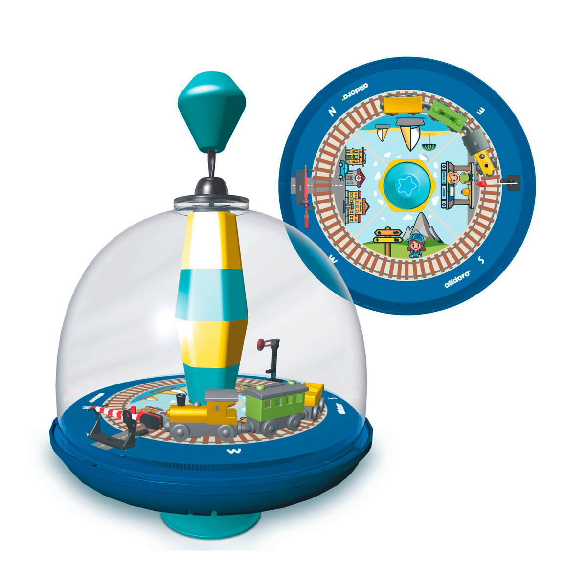 HANDKREISEL Eisenbahn Kreisel  - Blau, Basics, Kunststoff (23 cm/20,3 cm/20,4 cmcm) - alldoro