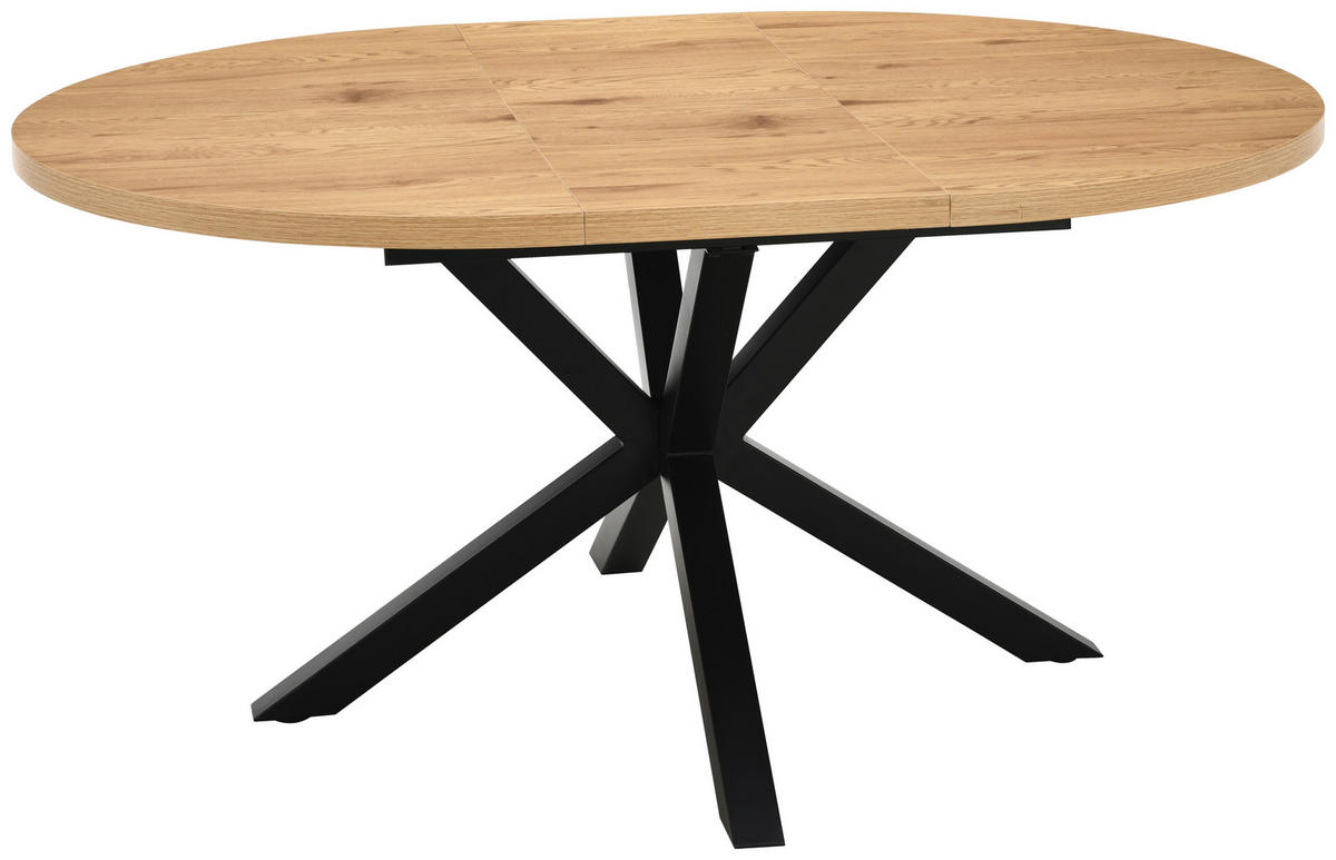 ESSTISCH in Metall, Holzwerkstoff 120/120/75 cm   - Eichefarben/Schwarz, Basics, Holzwerkstoff/Metall (120/120/75cm) - Livetastic