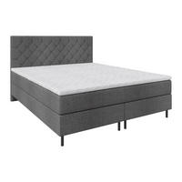 BOXSPRINGBETT 160/200 cm,  in Anthrazit, Matratze, Topper, H2 + H2 = mittel  - Anthrazit/Schwarz, KONVENTIONELL, Textil/Metall (160/200cm) - Chameo