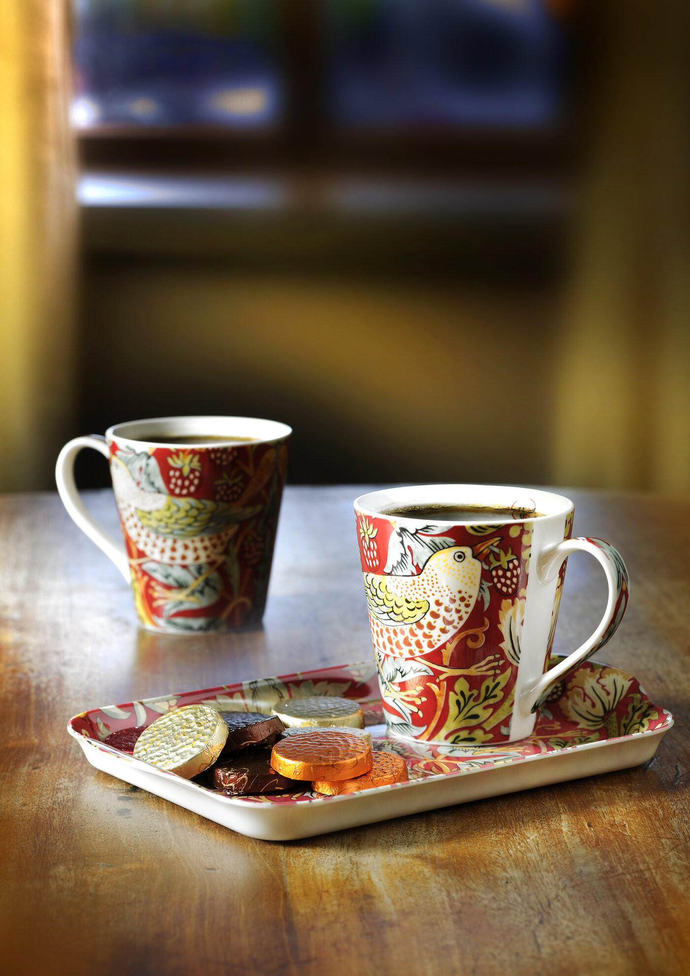 SET KAFFEMUGGAR William Morris 3 delar  - röd, Design, plast/keramik (18ml) - Morris & Co