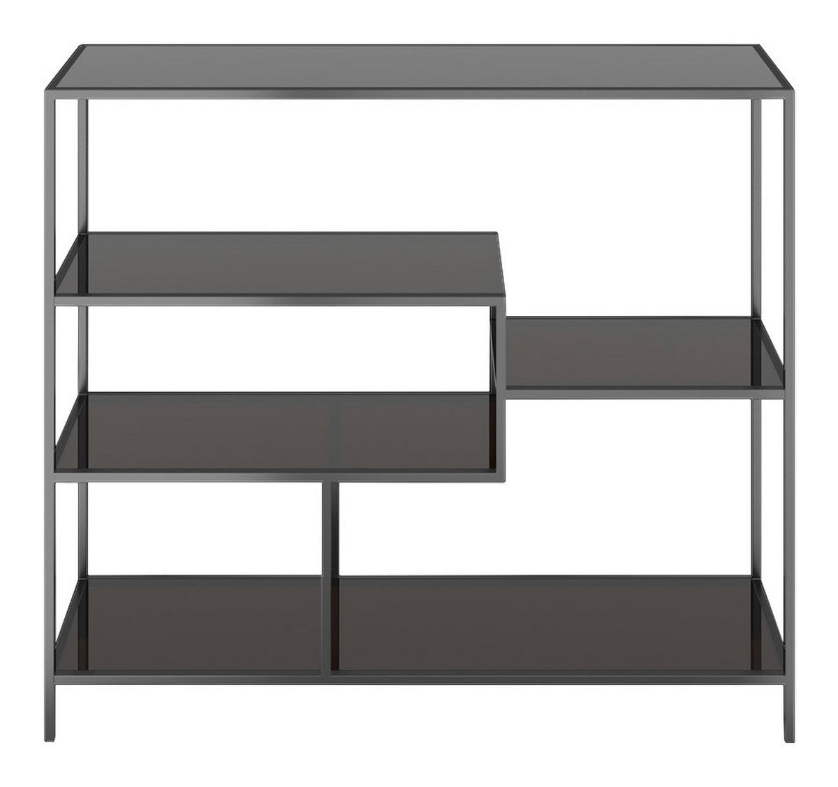 REGAL Anthrazit, Schwarz  - Anthrazit/Schwarz, Design, Glas/Metall (115/100/30cm) - Kare-Design