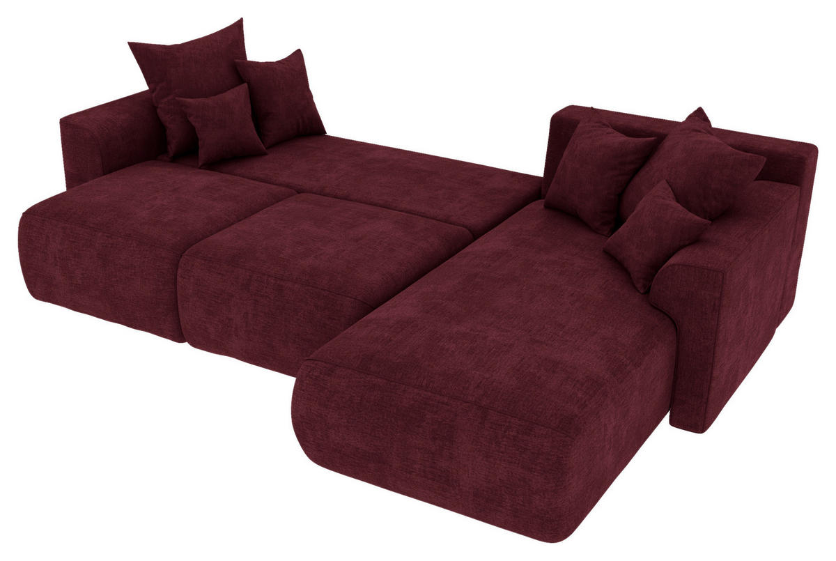 ECKSOFA in Samt Bordeaux  293/195 cm  - Chromfarben/Bordeaux, KONVENTIONELL, Kunststoff/Textil (293/195cm) - Carryhome