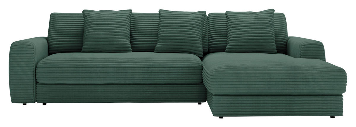 ECKSOFA in Cord Waldgrün  302/182 cm  - Waldgrün/Schwarz, MODERN, Kunststoff/Textil (302/182cm) - Carryhome