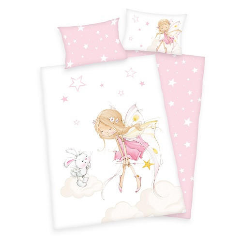 BABYBETTWÄSCHE 100/135 cm  - Rosa/Weiß, KONVENTIONELL, Textil (100/135cm)