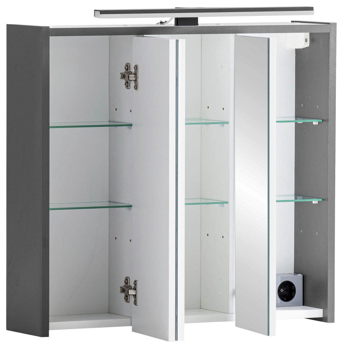 SPIEGELSCHRANK 65/62,7/16 cm  - Anthrazit/Hellgrün, KONVENTIONELL, Glas/Holzwerkstoff (65/62,7/16cm) - Stylife