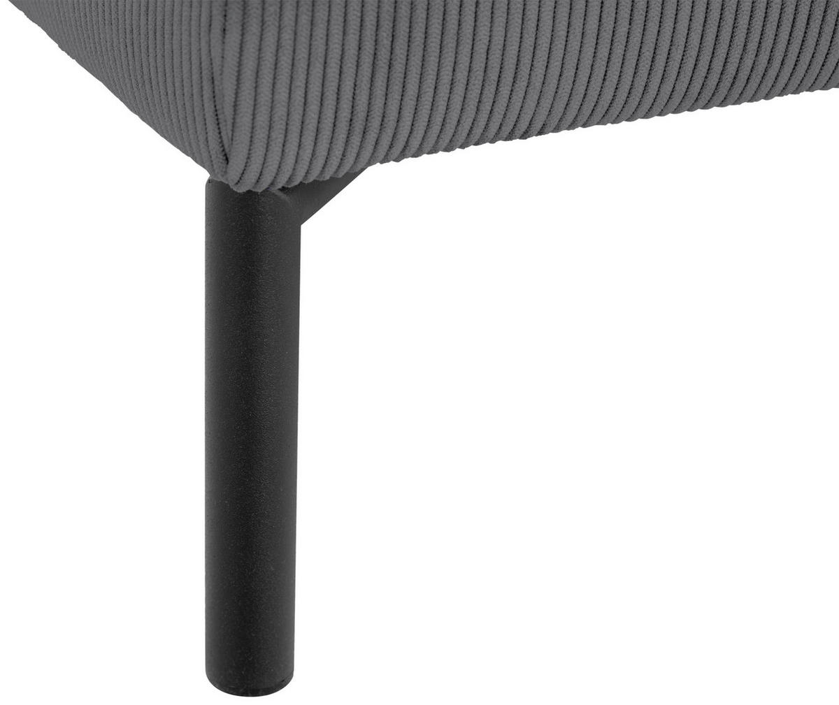 ECKSOFA ERNO Grau Cord  - Schwarz/Grau, Design, Textil/Metall (262/183cm) - MID.YOU