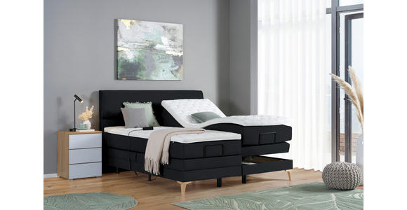 BOXSPRINGBETT 180/200 cm in Schwarz - Eichefarben/Schwarz, KONVENTIONELL, Holz/Textil (180/200cm) - Voleo